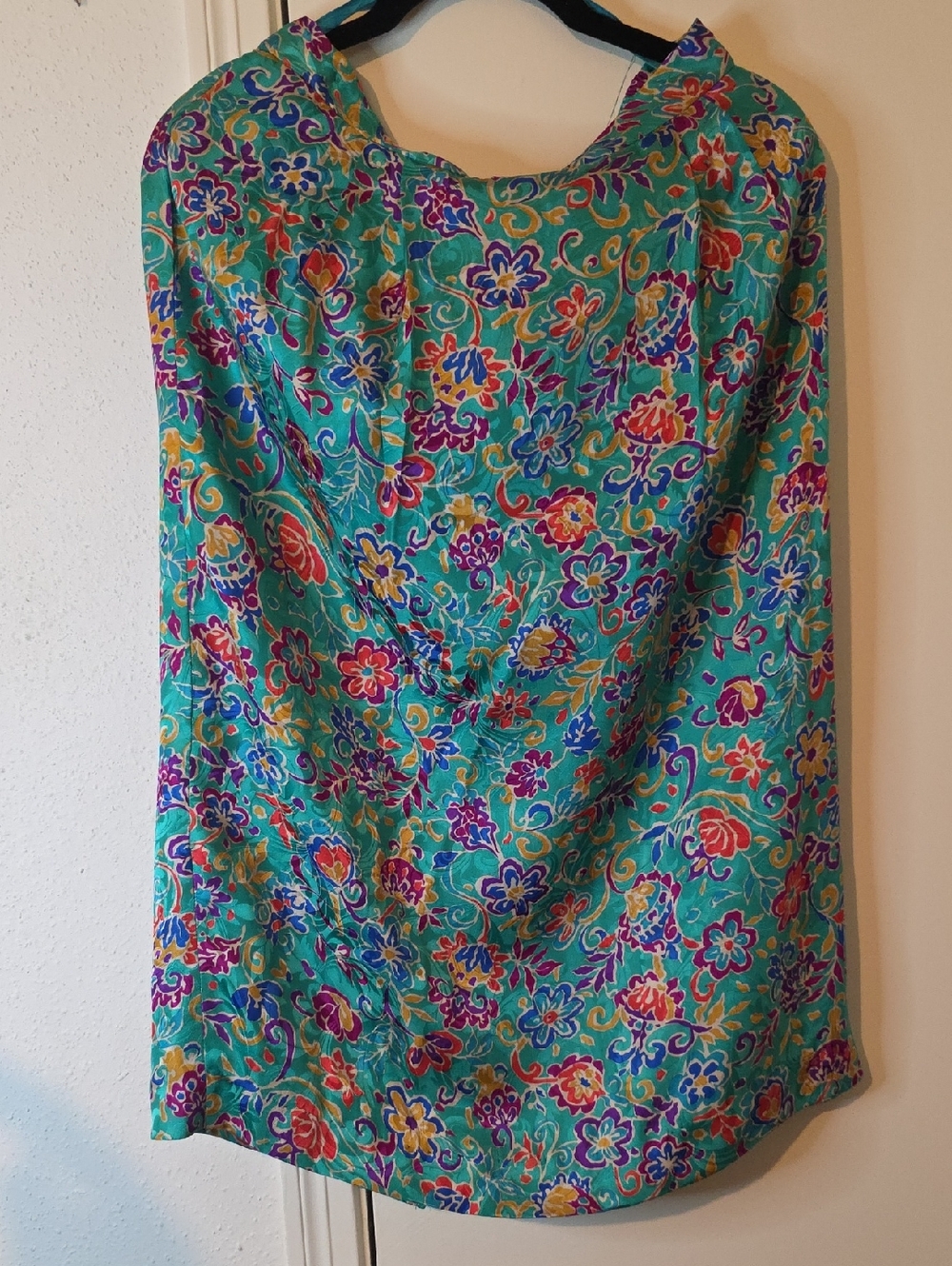 Paprika Teal Floral Blouse with Multicolor Bloom Print